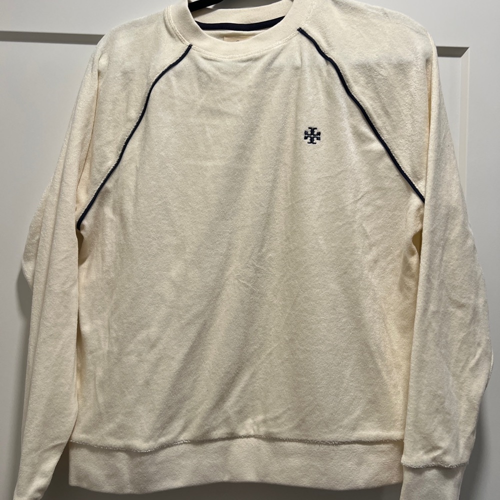 Tory Sport Terry Ivory Pearl Pullover Sweatshirt